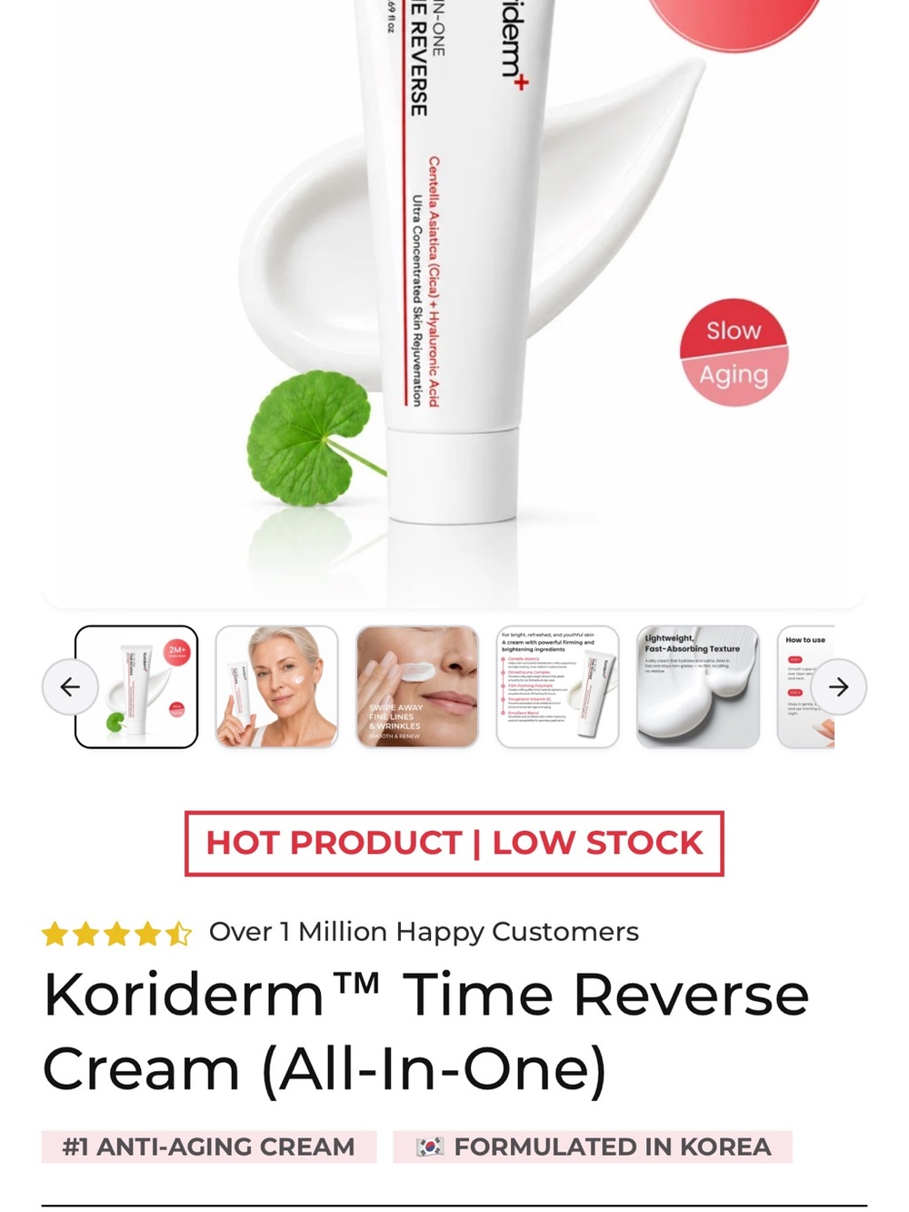 2 Bottles Koriderm All-In-One Time Reverse Moisturizer 1 unopened, 1 used once
